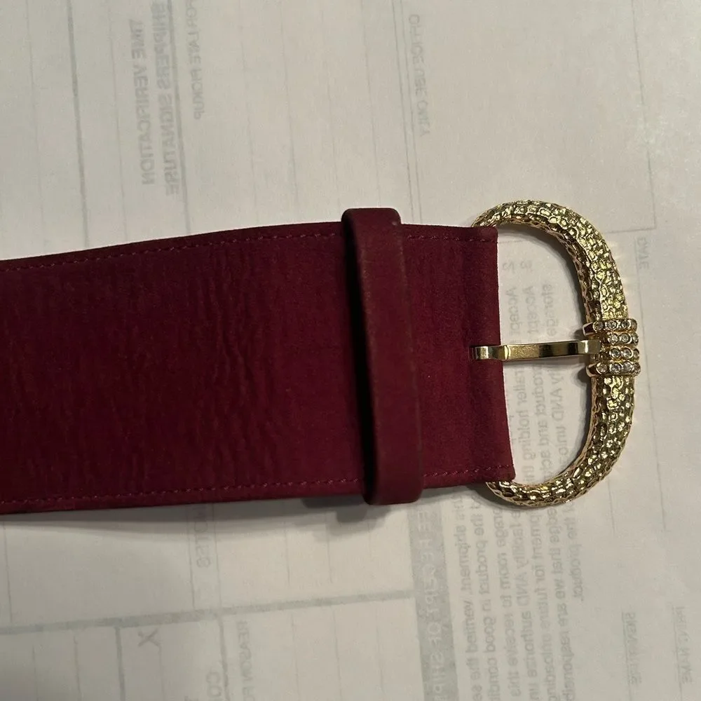Vintage Christian Dior Burgundy Leather/Suede Belt(Size 70)